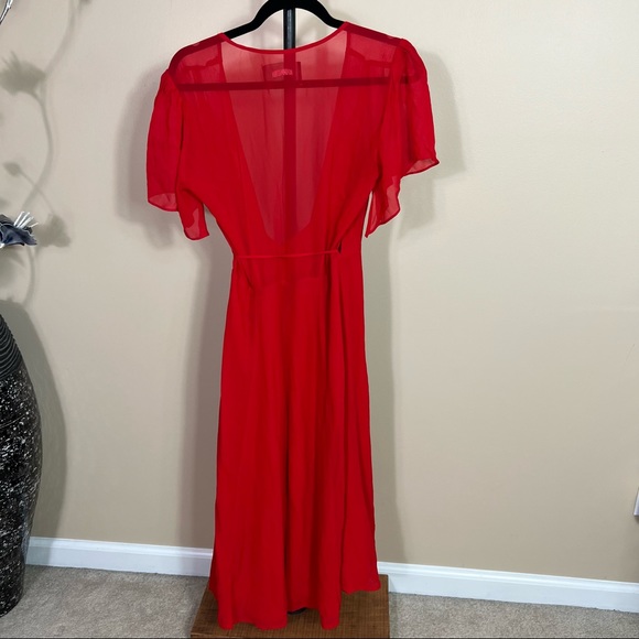Reformation Frances Red Wrap Dress - Picture 5 of 8